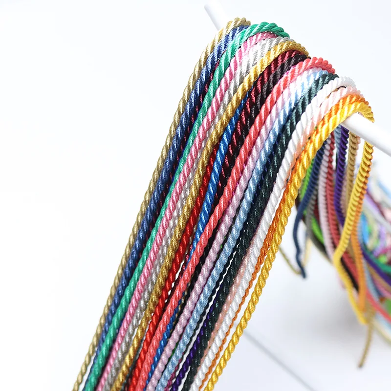 10 Meter 1.5mm 3 Shares Twisted Cotton Nylon Cords Colorful DIY Craft Braided Decoration Rope Drawstring Belt Accessories JK2020