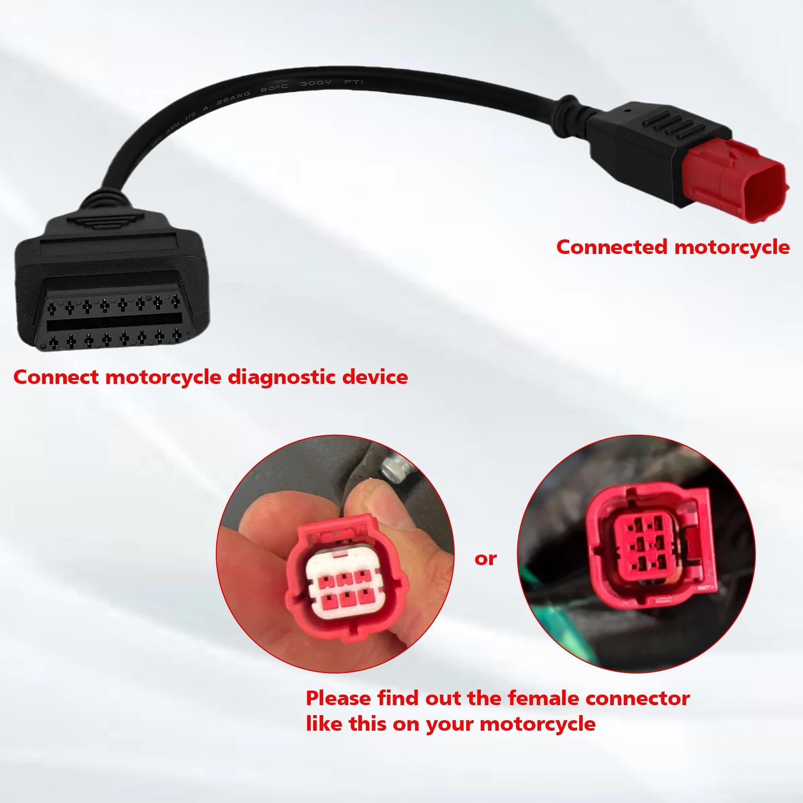 OBD-Adapter für Kawasaki 4/6-Pin OBDII Diagnosekabel für Kawasaki Ninja Z-Serie Versys-Serie Motorrad OBD-Anschlussadapter – Detail 3