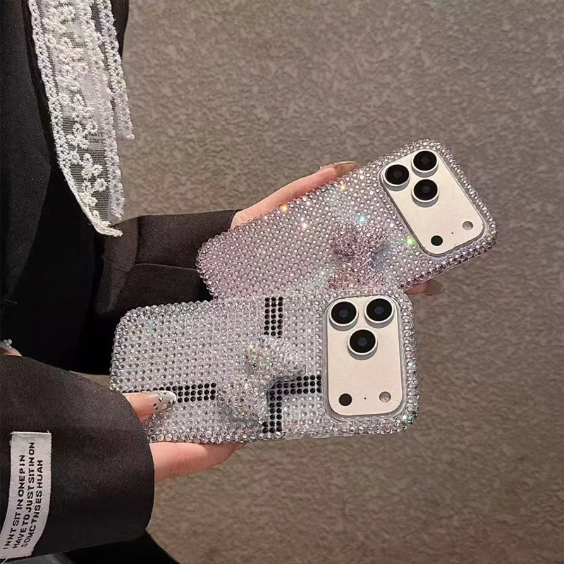 

Модный роскошный чехол для телефона INS High Beauty Cross Full Diamond для iPhone 17, Pro Max Air 16, 15, 14, 13, Pro Plus, очаровательный чехол