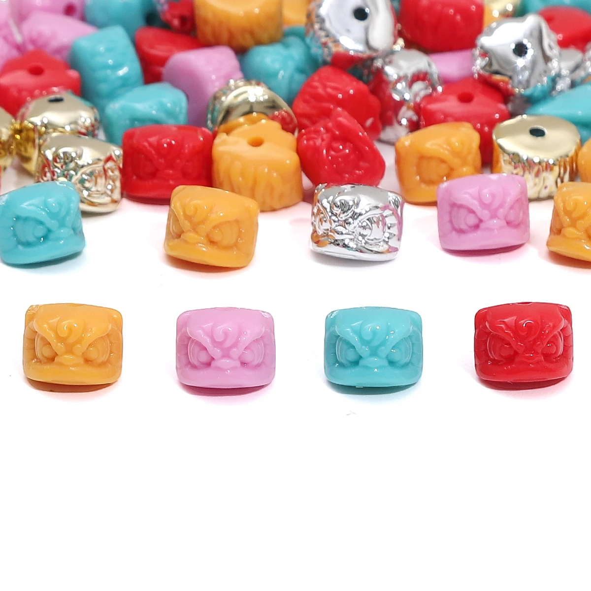 4/10pcs 9x7/13x13mm Lion Dance Shape Solid Color Acrylic Beads for Bracelets Necklace Phone Chain DIY Jewelry Making Accessories