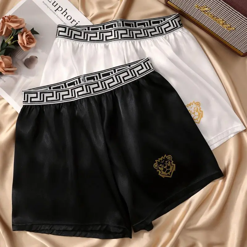 Summer Satin Men's Shorts Underwears Male Plus Size Casual Sleeping Shorts Apro Pants