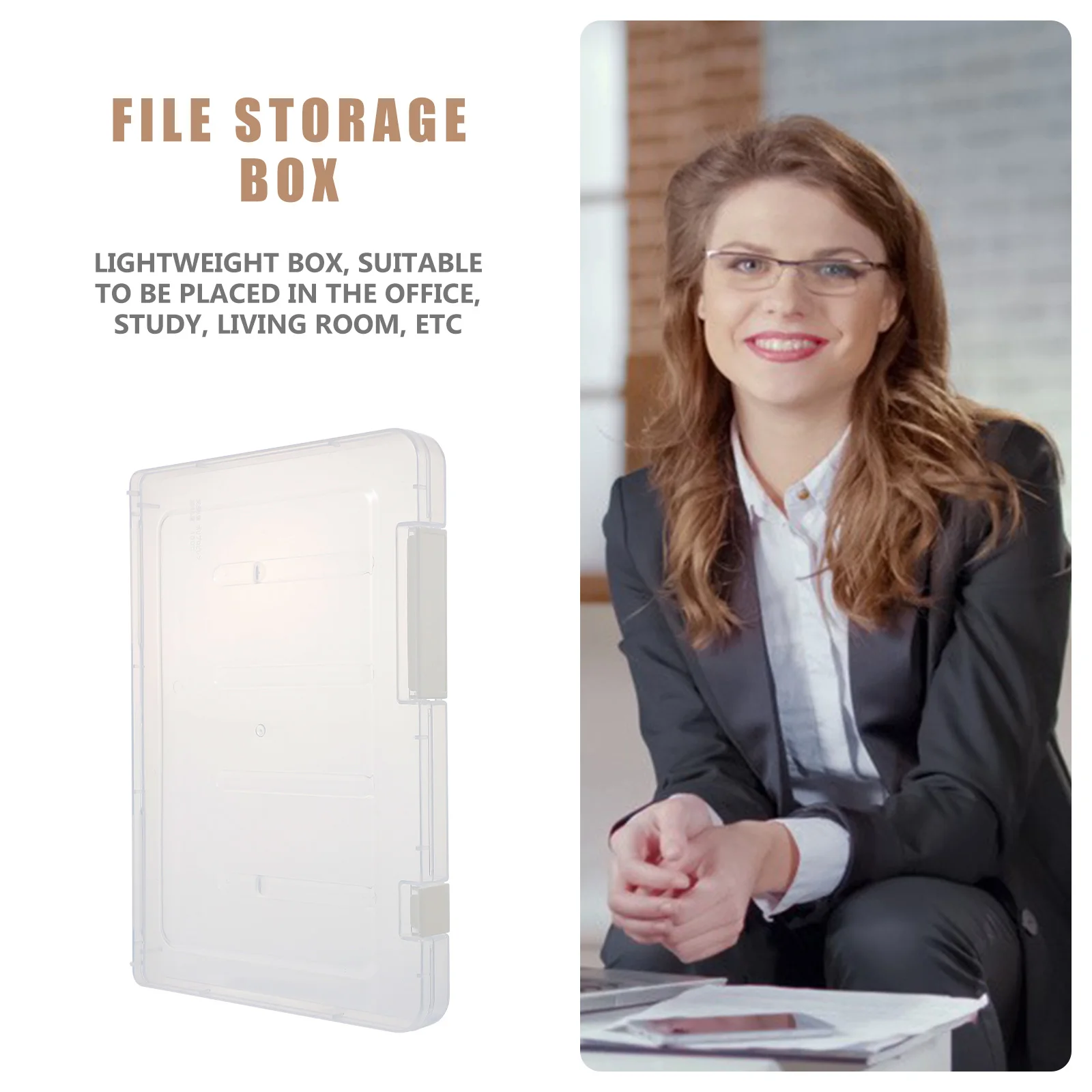 

1pc Office Storage Box For Documents Files Magazines Certificates Desktop Organizer Lightweight File Container Storage Box File