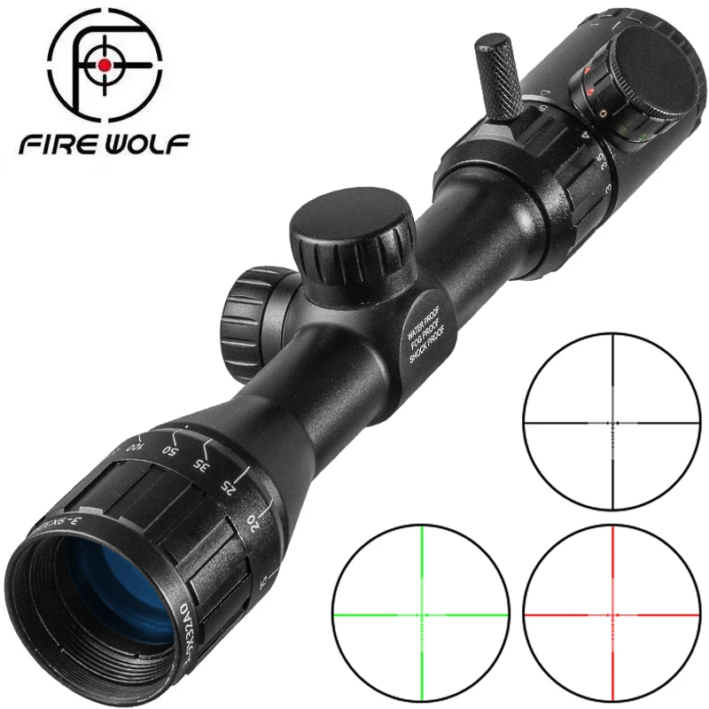 3-9x32 AO Tactical Hunting Riflescope Green Red Cross Illuminated Range Finder Reticle Optics Sight Air Rifle Scope Sniper Caza