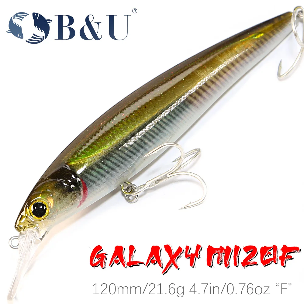 B&U Minnow Jerkbait Lure Artificial Bait Long Casting Saltwater Sea Bass Pike Fishing Wobbler Fishing Tackle Hooks Hard Bait