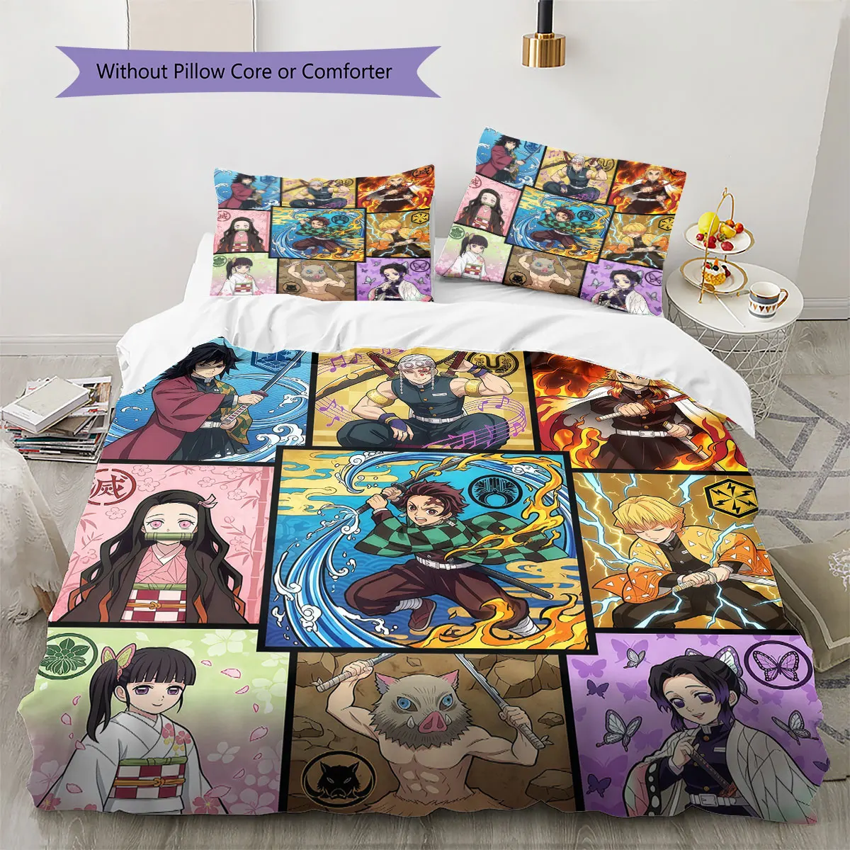 Demon Slayer Kimetsu no Yaiba Comfor Duvet Cover Child's Bedding Set,Extra Large Size Gifts Various Sizes Available -HE82