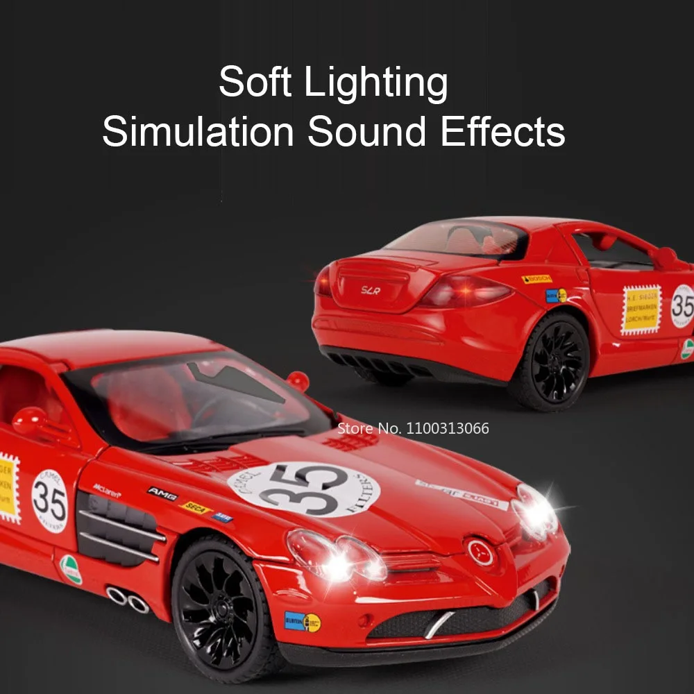 1:24 slr sls liga brinquedos modelos diecast carros esportivos pneus de borracha veículos roda puxar para trás carro em miniatura brinquedo crianças adultos presentes