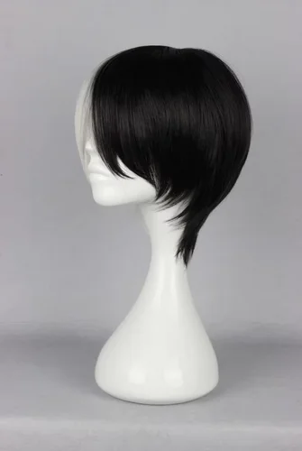 Wig Synthetic Heat Resistant Short Wavy Hair Half Black and White Wig Peruca Costume Cartoon Role Cos-play Hairpiece