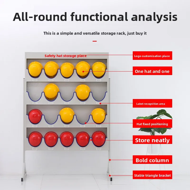 

Hot 304Stainless Steel Safety Helmet Rack Vertical Display Stand Wall-Mounted Panel for Construction Site Employee Helmet Holder