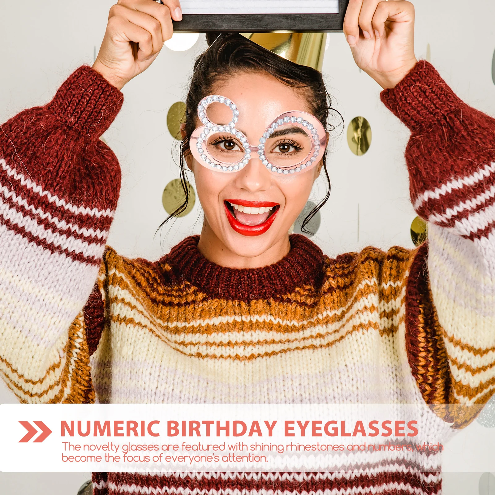 

Numeric 80th Birthday Eyeglasses Glitter Rhinestone Frame Party Photo Prop Novelty Glasses for Birthday Anniversary Celebration
