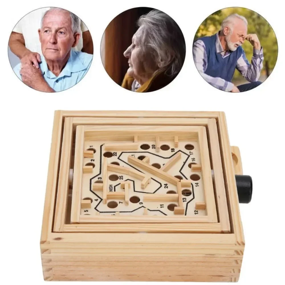 Dementia Wooden Balls Game Maze Labyrinth Puzzle Toy Tables Maze Game Wooden Maze Puzzle Toy Anti-Dementia Toy Alzheimer Disease