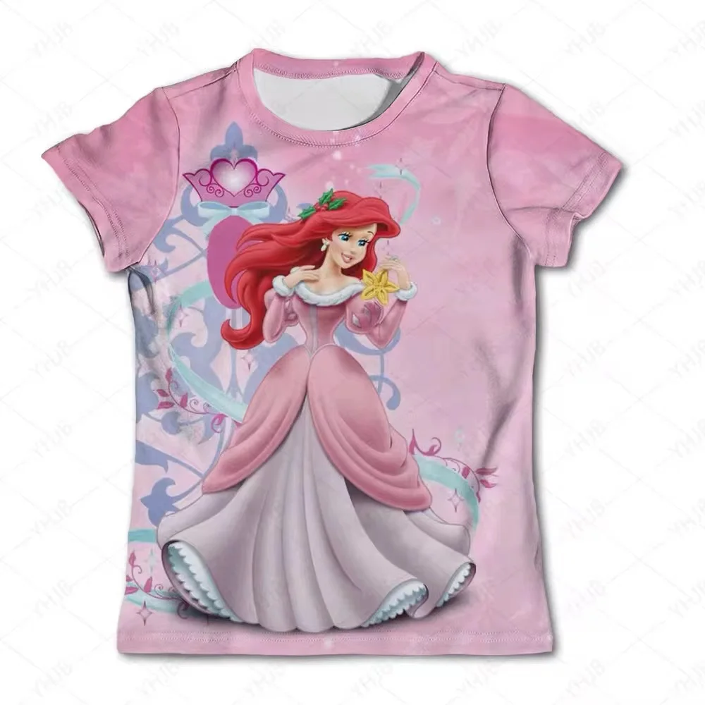 Fashionable Frozen Princess Elsa Fairy Tale Series Printed Children's T-shirt Casual Vibrant Girls Summer Short-Sleeved Tops Y2K