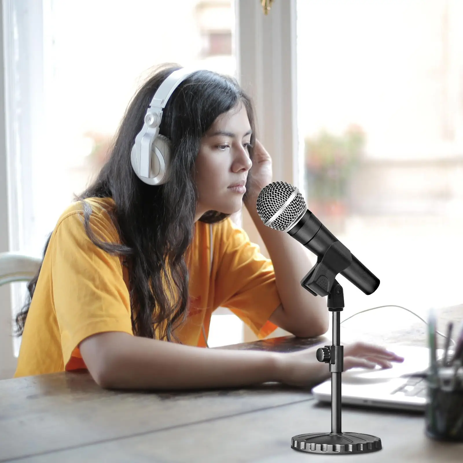 Morsetto universale per supporto per microfono con clip per microfono in plastica regolabile da 4 pezzi per accessori per apparecchiature audio Supporto per microfono durevole