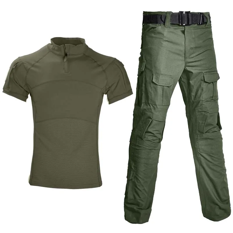 Uniforme de Combate Tático com Calças e Almofadas, Vestuário Militar, Camisa Tática, Camo Caça Roupas, Calças e Almofadas, Tops do Exército, Multicam, Airsoft, Camping