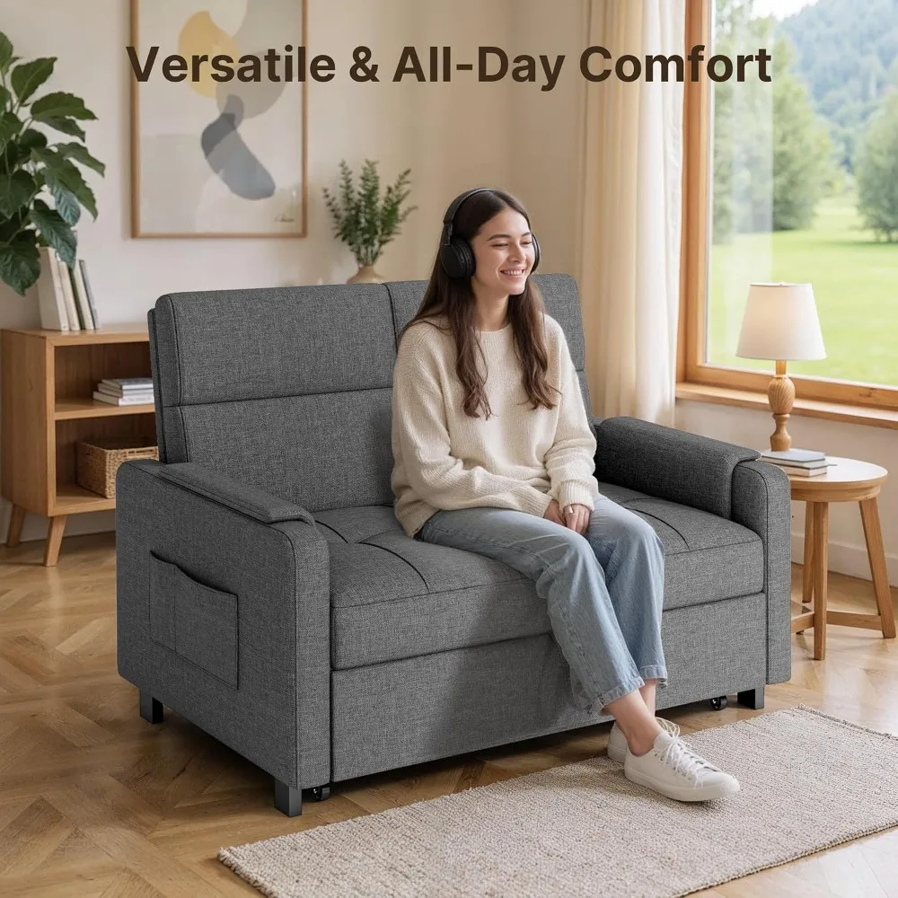 3-in-1 Convertible Sofa Bed – Grey 3