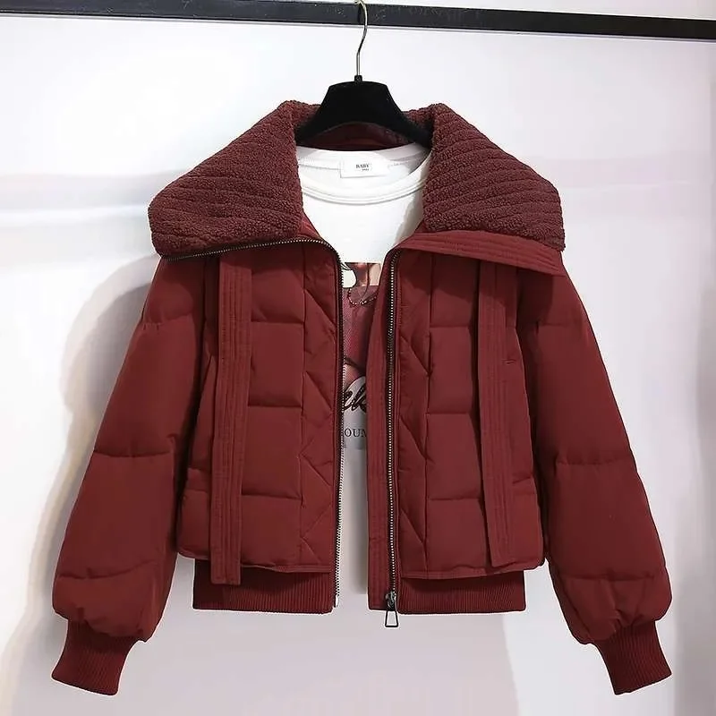 2025 koreanische Temperament Winter Neue Baumwolle Gefütterte Jacke Frauen Casual Alle-Spiel Kurze Warme Weibliche Oberbekleidung Parkas Over
