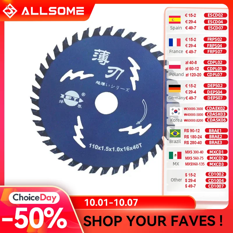 

ALLSOME Original 110mm Wood Saw Blade for T4 T6 Mini Precision Table Saws