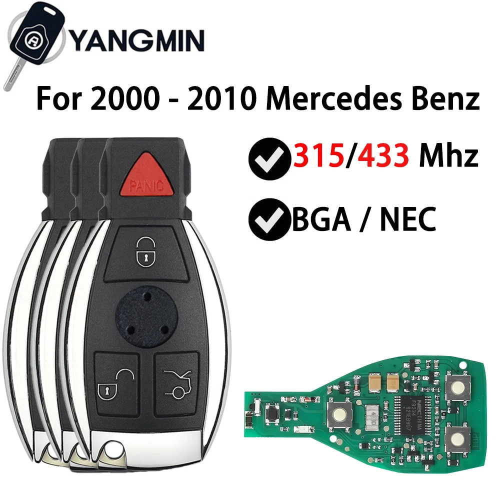 

YANGMIN Smart Car Key For 2000 - 2010 2000+ Mercedes Benz A C E S Class Sprinter Viano Vito BGA Chip 3 Buttons 433 315 MHz Fsk