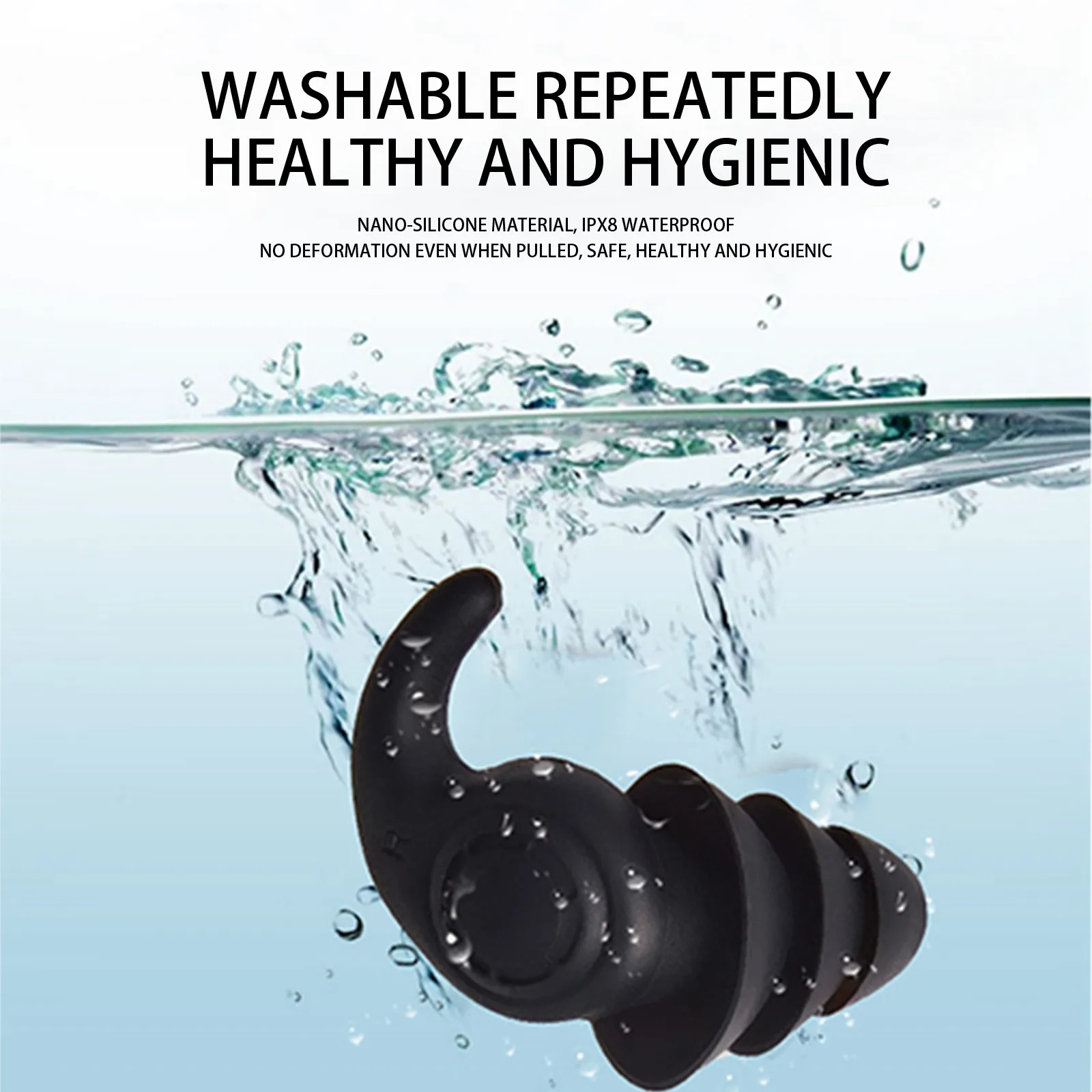 Tappi per le orecchie da nuoto in silicone impermeabili – Vestibilità comoda e riutilizzabile per attività su surf, snorkeling e in piscina (4 paia)