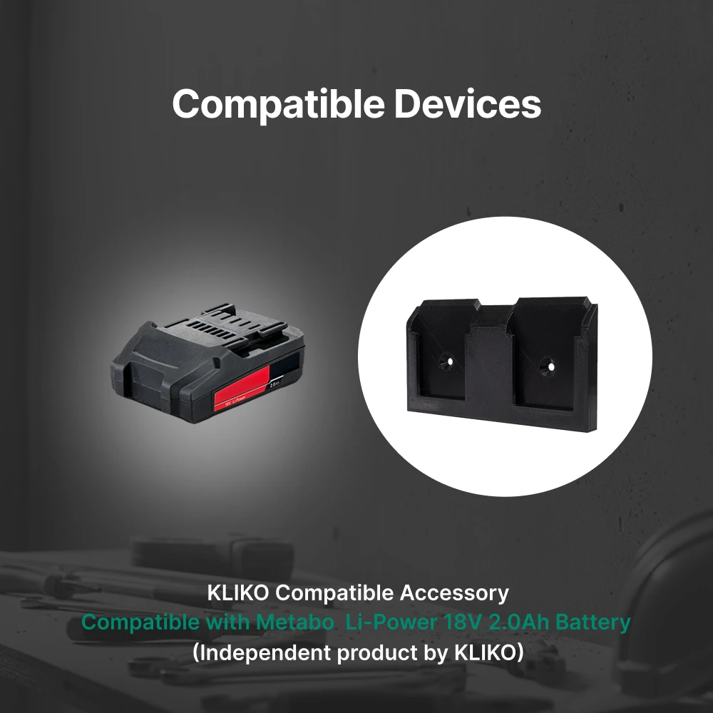 2-Pack Battery Holder Compatible With Metabo CAS 18V Batteries, Wall Mount 3D Printed Storage Bracket For 18V Power Tool Batteri