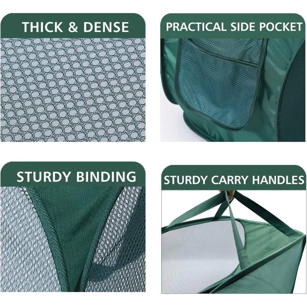 سلة غسيل منبثقة، سلال أفقية قابلة للطي مع مقابض وجيب جانبي، شبكة قوية قابلة للطي لغرفة الغسيل والحمام