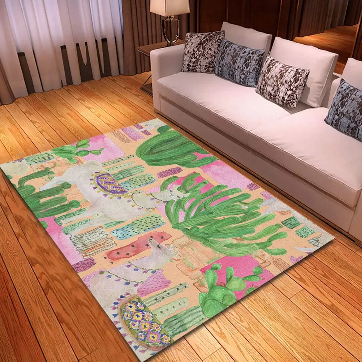 Cactus Succulent Carpet Cartoon Watercolor Style Are Rug Tropical Plant Floor Mat Non-slip Mats Home Living Room Bedroom Doormat