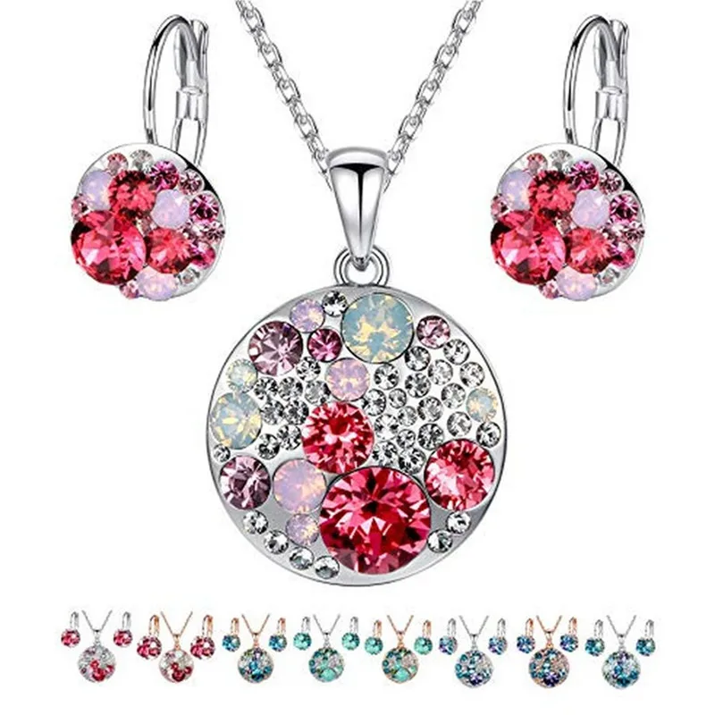 3 Pcs/set Women\'s Jewelry Set Fashion Cartoon Pendant Necklace Earring Set, Silver Tone or 18K Rose Gold Plated Christmas gifts