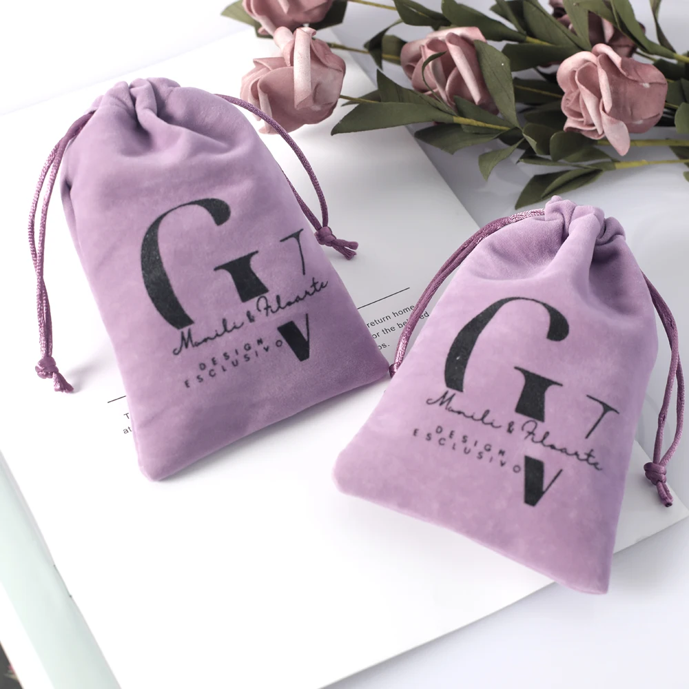 Purple Velvet Gift Bags 7x9cm 8x10cm 9x12cm 10x15cm 13x17cm Perfume Candle packaging Sack Cosmetic Jewelry Drawstring Pouches