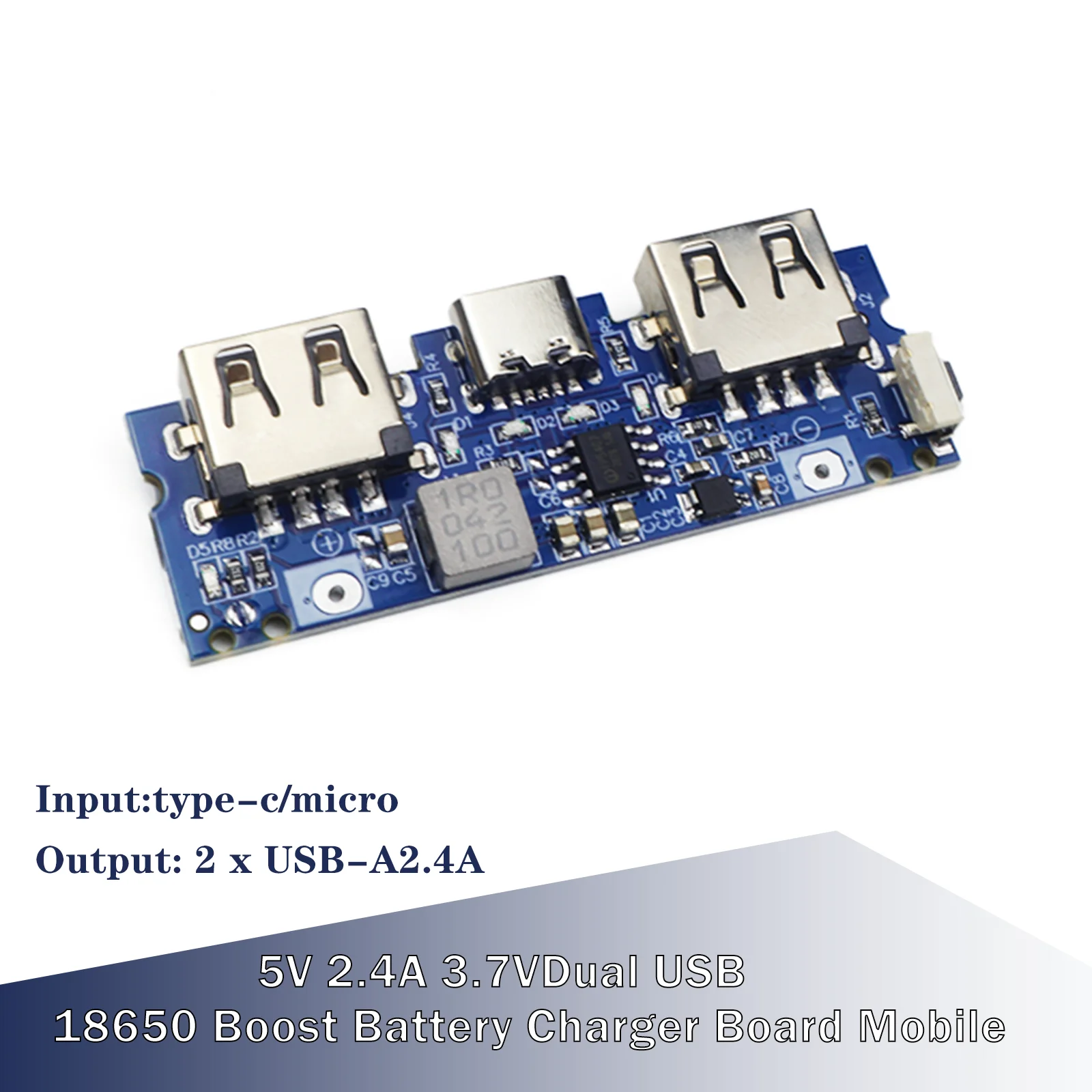 1/2/5/10/20Pcs 18650 Lithium Battery Charger Module 5V 2.4A Dual USB Micro/Type-C LED Indicator for Mobile Power Bank Phone DIY