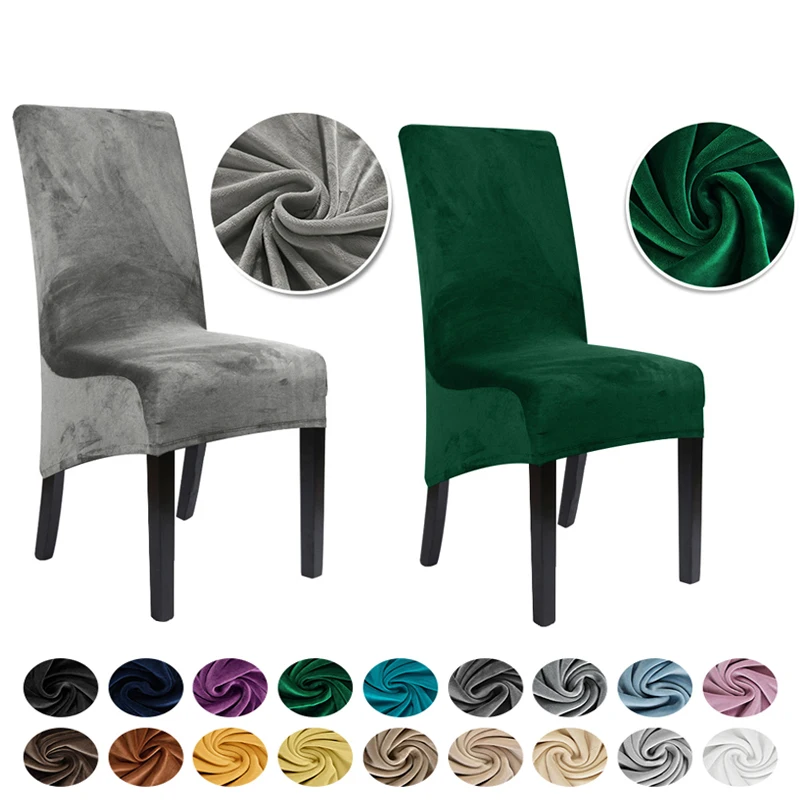 Funda de terciopelo para silla de talla XL, respaldo alto elástico, respaldo largo, fundas elásticas suaves para sillas de gran tamaño para el hogar, cocina, banquete, Hotel