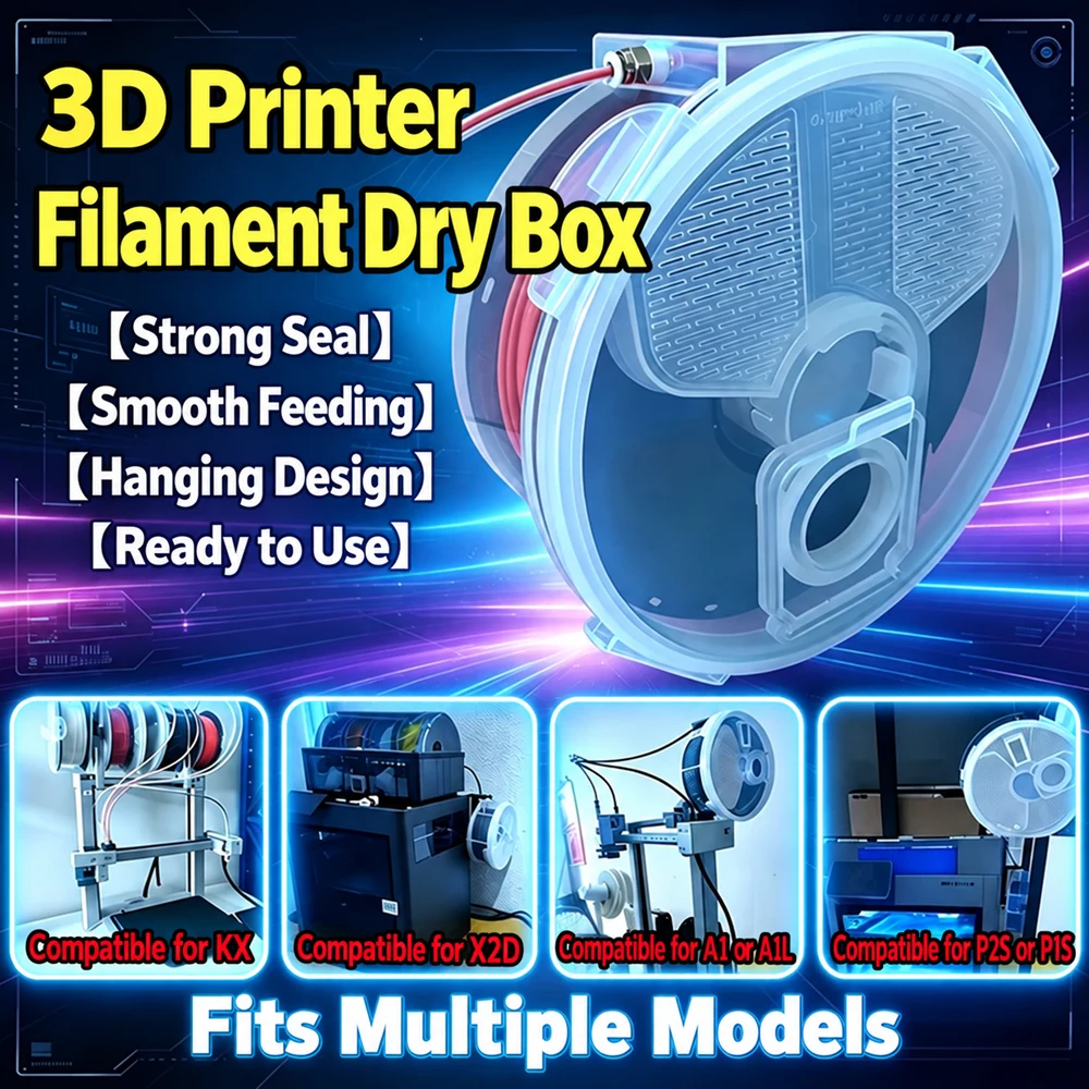 New Release 3D Printing Filament Dry Box 1KG Storage Case, Dustproof Anti-Moisture Sealed Box, Wall-Mounted for Filament Holder