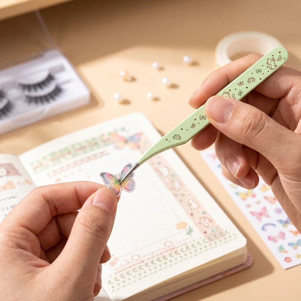 Stainless Steel Precision Tweezers for Eyelash Extension DIY Makeup Tools Journal Art Sticker Crafting