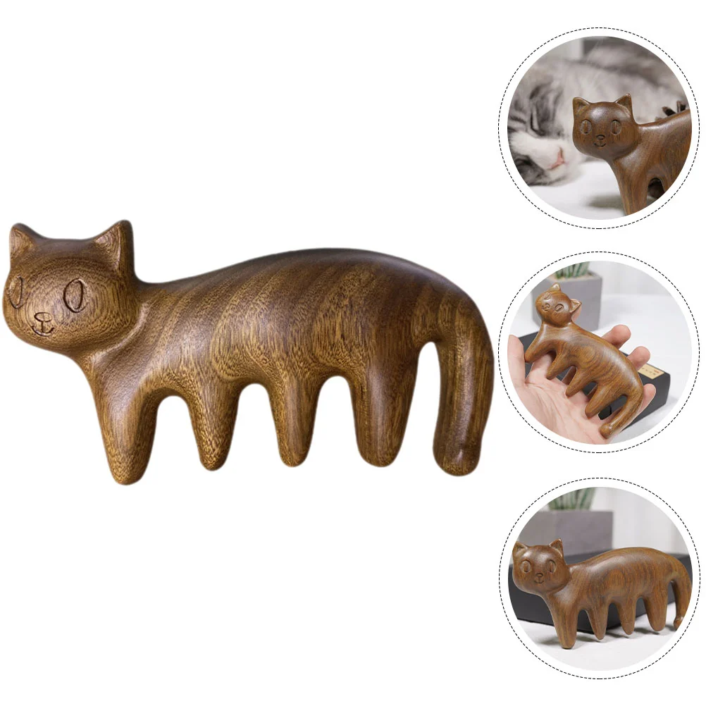 Kitten Massage Comb Scalp Caring Massager for Wood Tools Waver Hair Head Manual Massagers Cat Shaped Cartoon Wide Tooth