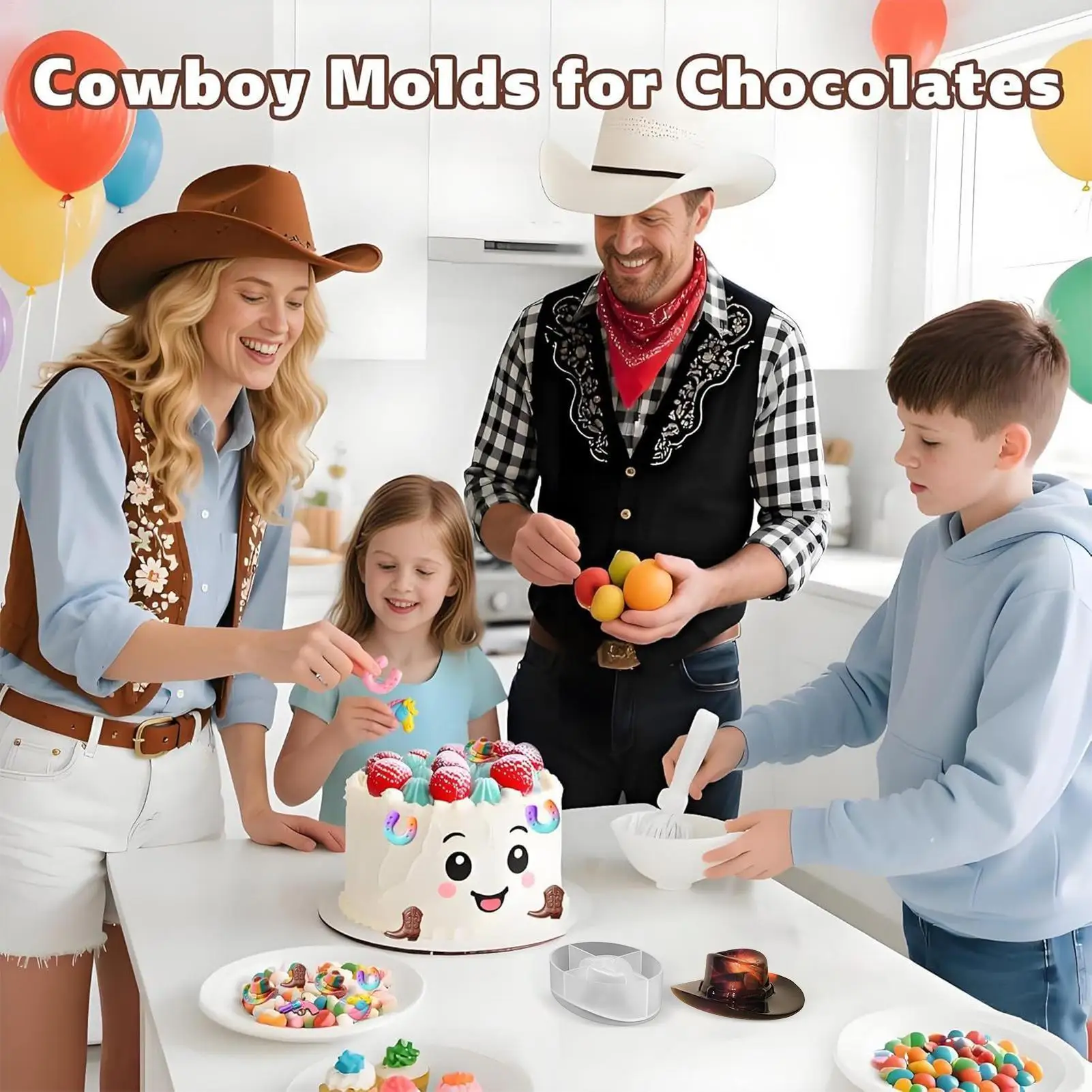 

Baking Silicone Mold Western Hat Silicone Mold Easy Release Cake Decoration Mould Reusable Tool For Baking Desserts Soap Candle