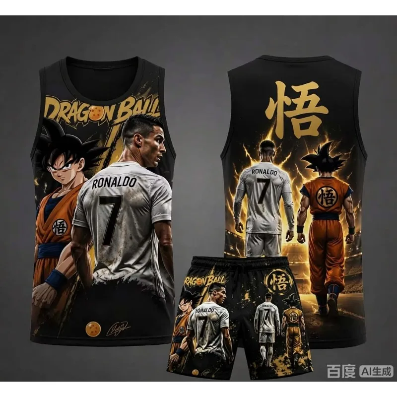 Sommer Neu Heißer Verkauf Dragon Ball/Ronaldo Kurzarm-T-Shirt für Kinder/Erwachsene Übergroßes Atmungsaktives Schnelltrocknendes Fußball-Sport-Oberteil Herren Trikot ﻿