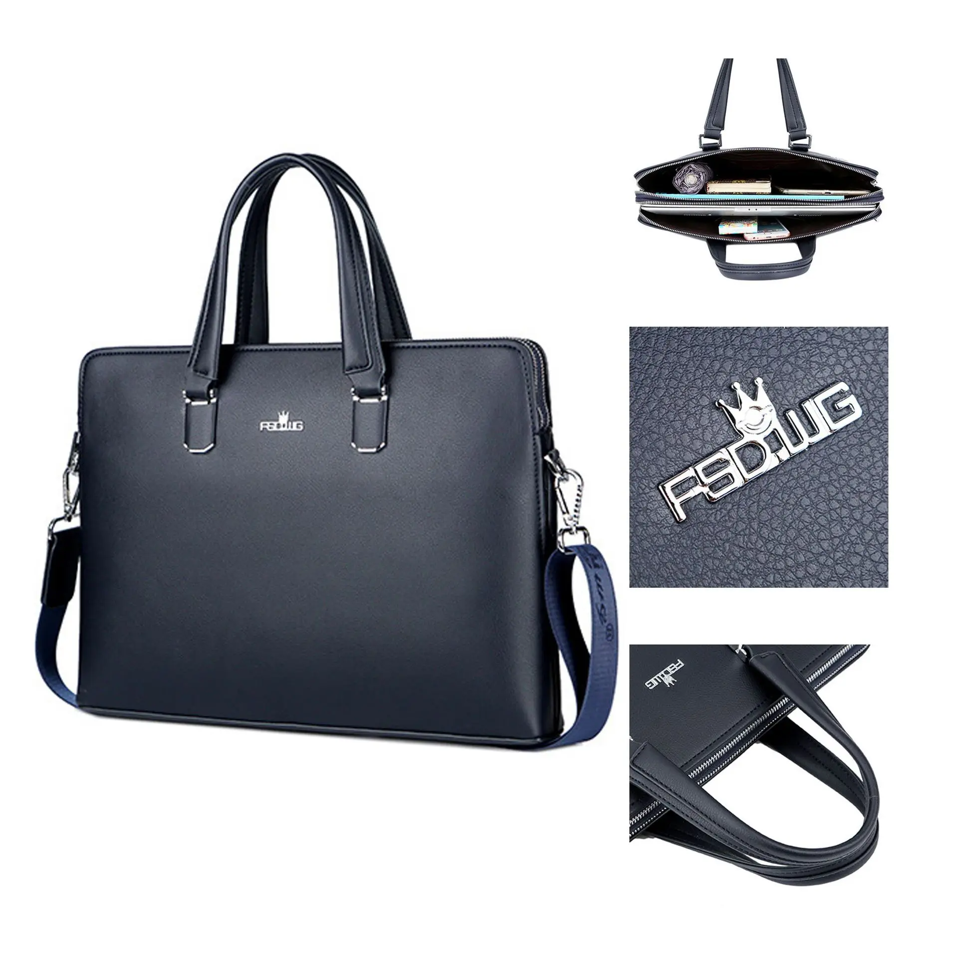 Portable Fashionable Computer Briefcase, New Laptop Business Briefcase Men's Messenger Luxury Genuine Leather Men Brief Case