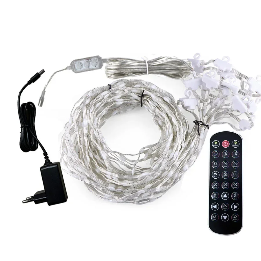 Smart  APP LED Curtain Light DIY Dynamic Pattern Curtain String Light with Remote 3X3M 400 LED Outdoor Party Backdrop Garland