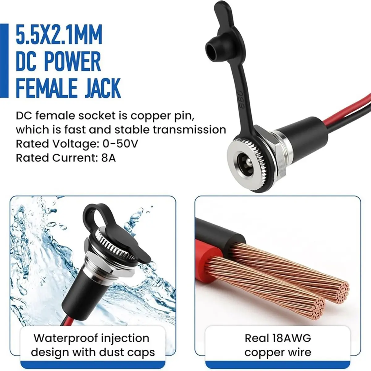 a21z-6-conjuntos-de-conectores-femea-de-alimentacao-dc-de-metal-55x21mm-com-tampa-a-prova-d'Agua-e-adaptador-macho-pigtail-para-solda-para-cftv-Audio-video-e-projetos-diy