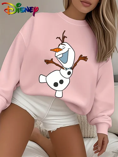 Imagen 2 del producto Disney Frozen Olaf-Sudadera de cuello redondo para mujer, jersey de lana Unisex informal, suéter de vacaciones de gran tamaño para otoño e invierno