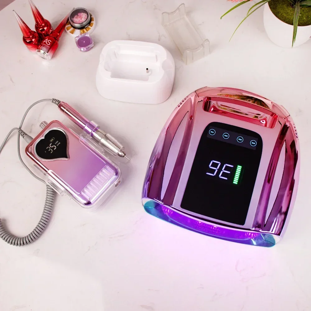 15600mAh โคมไฟเล็บแบบชาร์จไฟได้ 96W แสงสีแดงเครื่องเป่าเล็บเล็บแสงเล็บไร้สาย UV หลอดไฟ LED