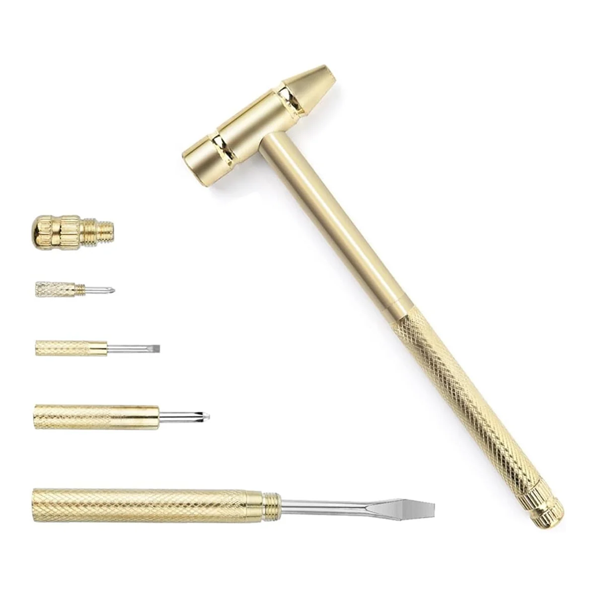 Anti-Rust Copper Hammer and Screwdriver Hand Tool, Screwdriver Hammer is Perfect for Opening Walnut Repair Drone Phones