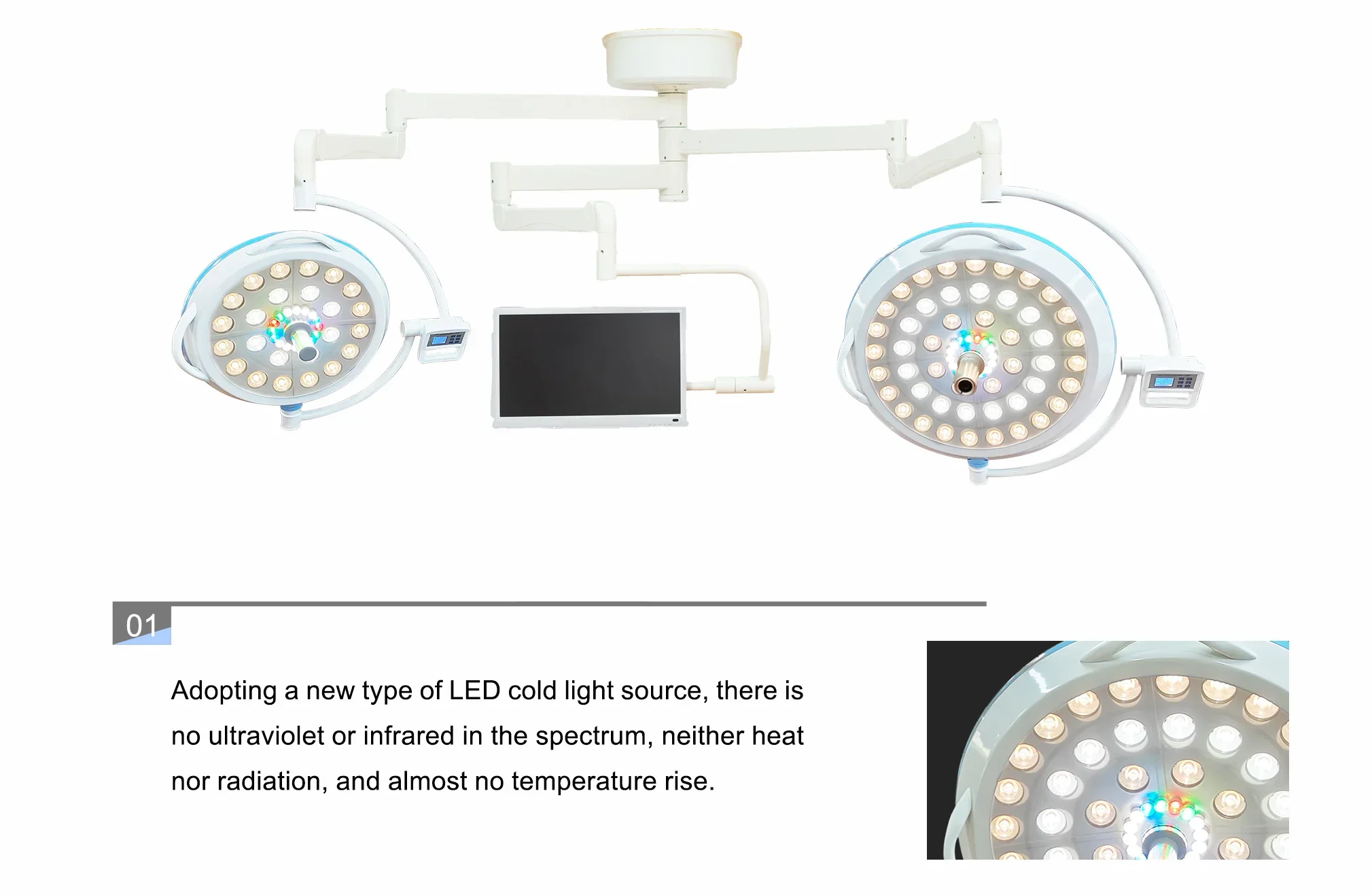 Portable Single Head LED 500 Operating Light Medical Electric Power Source for Operating Room Emergency Plastic Metal