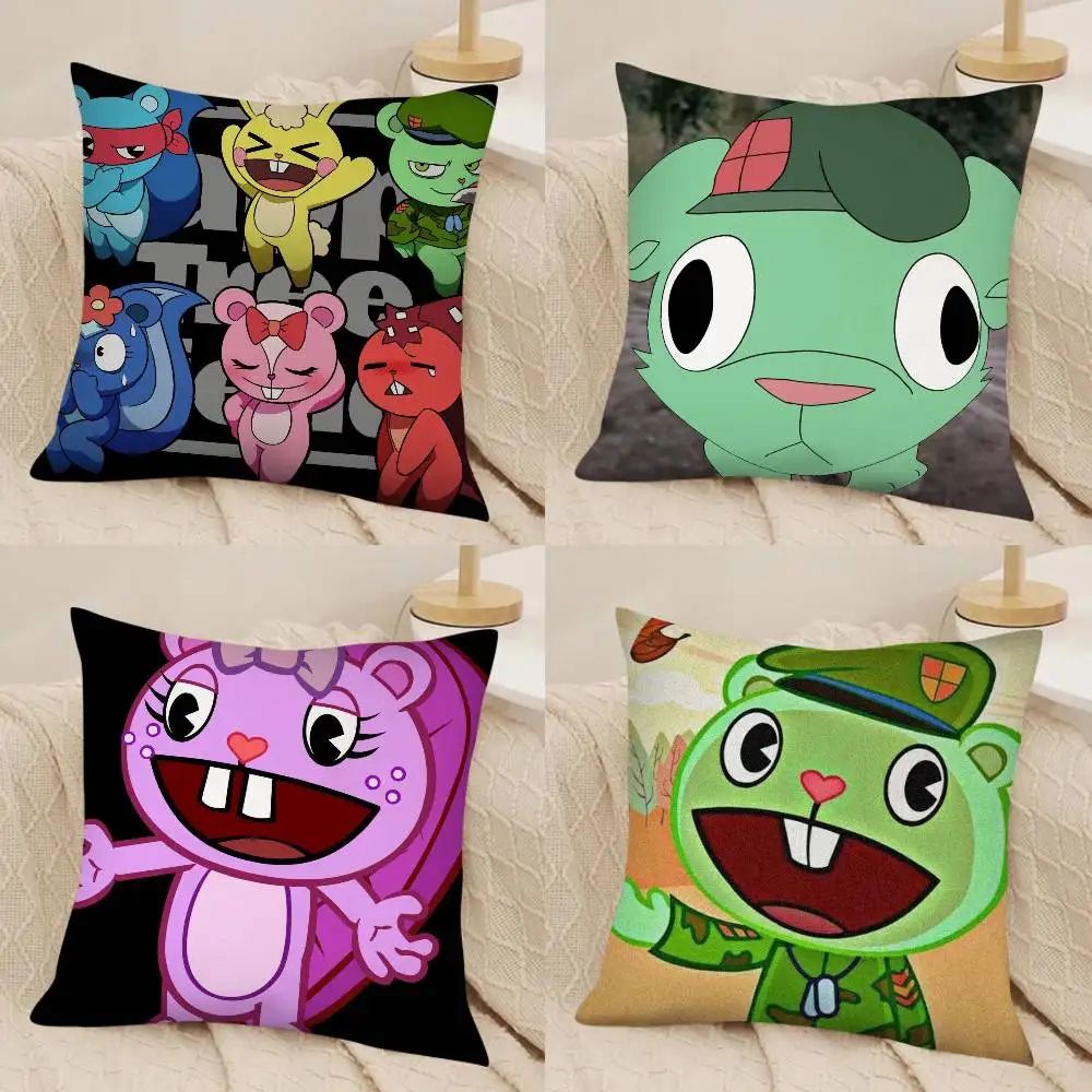 1pc Anmie A-Happy Tree Friends-S Pillow Case Fashion Square Pillowcase Bedroom Sofa Room Ins Decoration Leisure