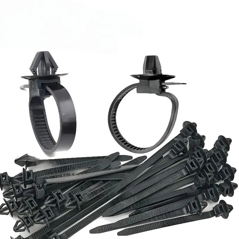 New！10/20Pcs Car Nylon Black Cable Ties Push Mount Wire Harness Fastener Cable Clamp Clips Ties Management Car Wire Organizers