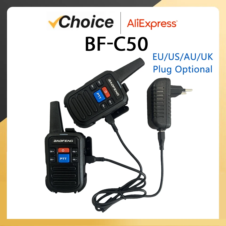 Baofeng BF-C50 Mini Walkie Talkie  UHF Dual PTT Type-C Charger Child Intercom HF Transceiver Protable CB Ham Radio