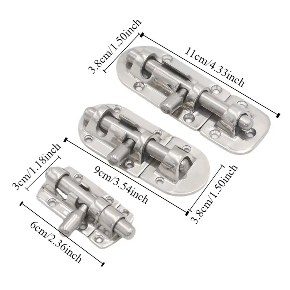 Kunci Gerbang Kapal Laut dari Baja Anti Karat, Perlengkapan Tebal, Pengikat Palka Kapal Laut, Pengunci Barel Geser Perak yang Tahan Lama, Kunci Pengaman RV