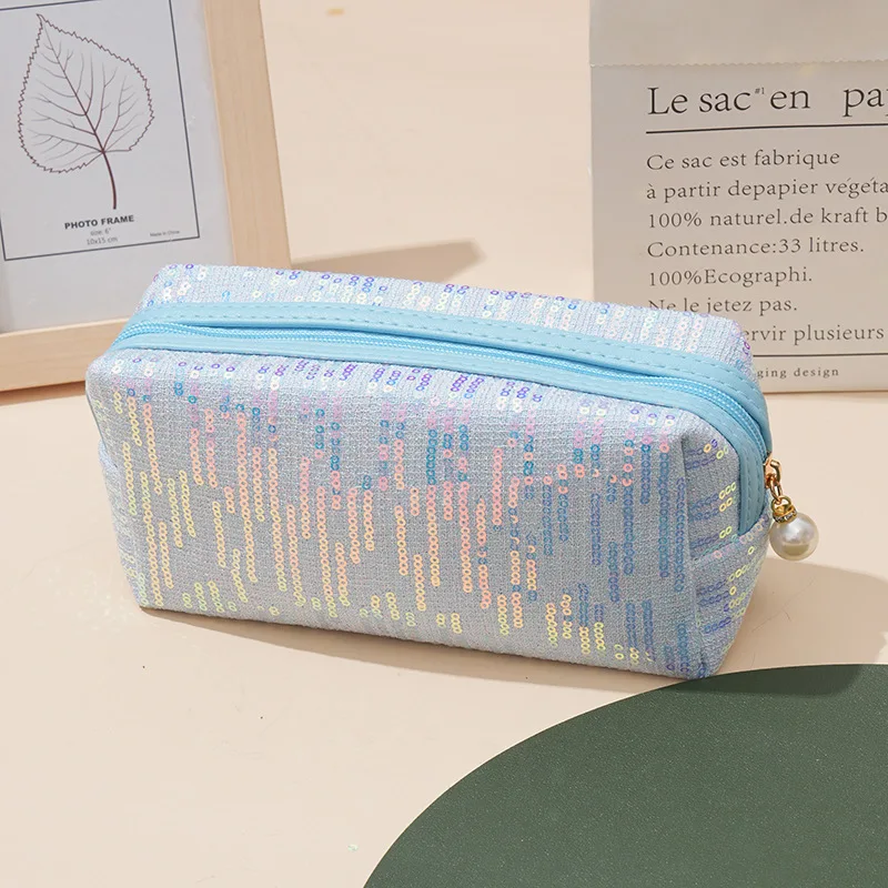 Iridescent sequins large-capacity Ins-style makeup holographic stationery portable storage bag toiletry bag