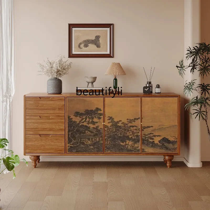 

Vintage Chinese Style Solid Wood Dining Entrance Drawer Side Cabinet for Home, Hotel, Club Storage Organizer Side Cabinet