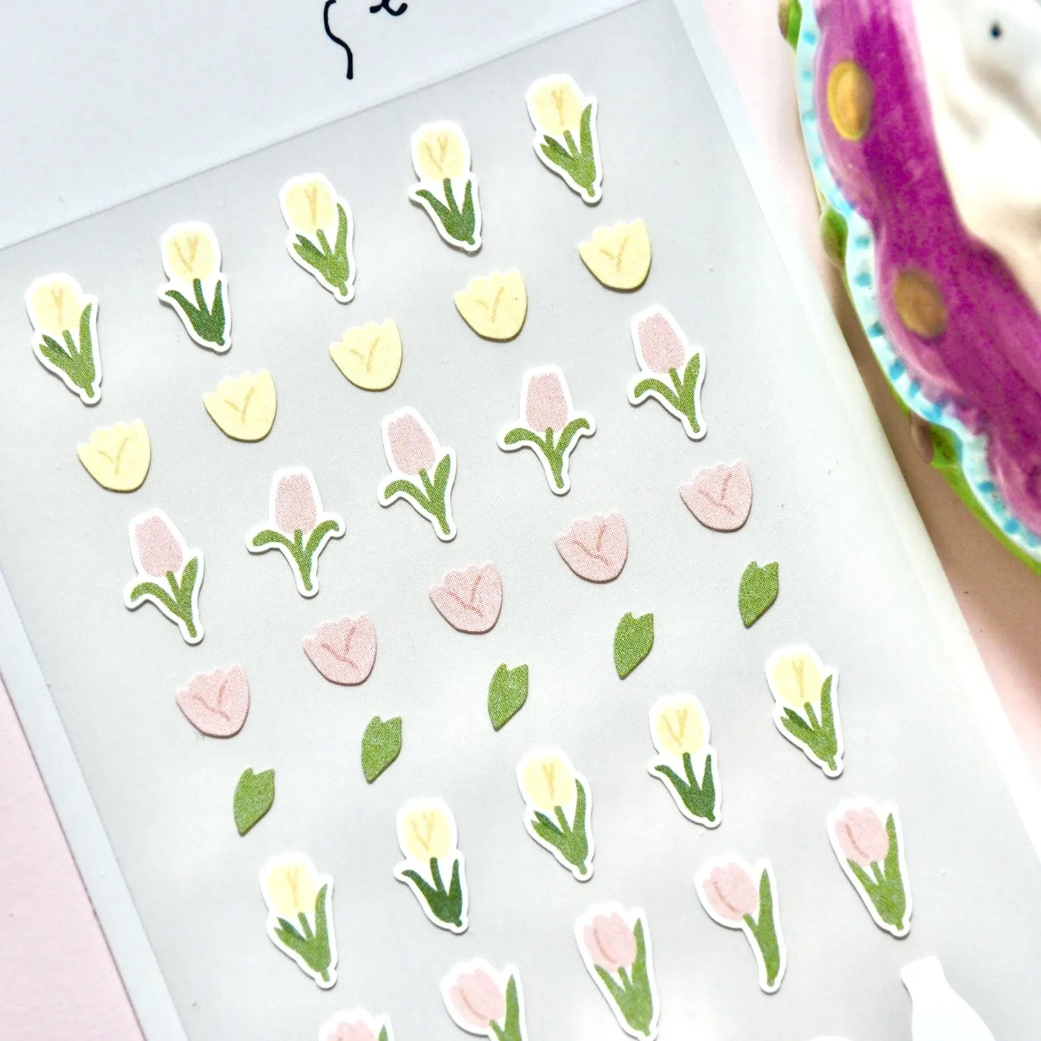 Korean Import Suatelier Mini Tulip Flowers Plants Paper Stickers Scrapbooking Diy Journal Cute Deco Kawaii Stationery Sticker