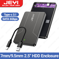 JEYI 2.5 inch External Hard Drive Enclosure Type C 3.1 to SATA III for 7mm and 9.5mm SATA HDD SSD Tool Free [UASP Supported]