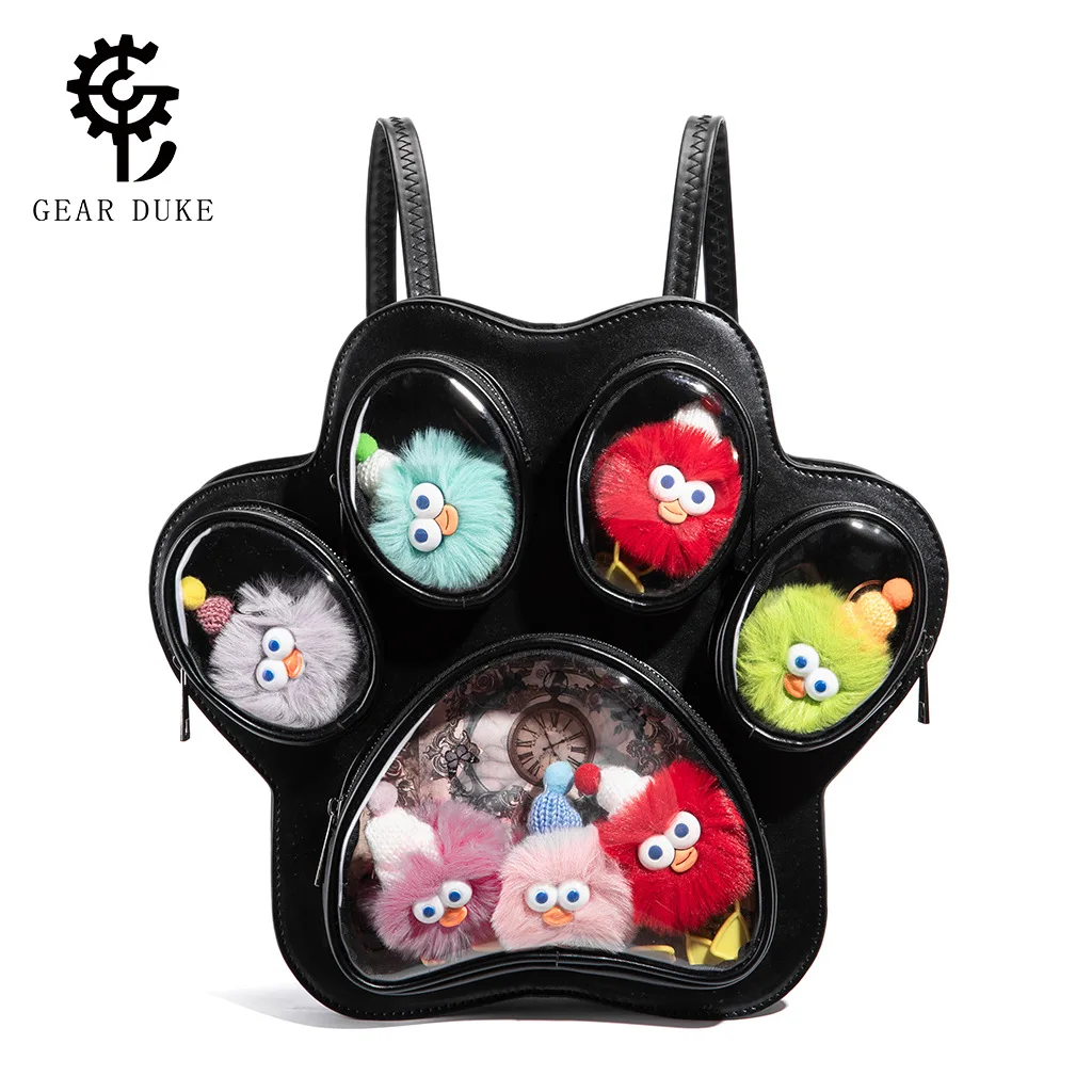 gothic-claw-print-transparent-large-capaci-bapa-for-dolls-cosplay-con-double-oulder-bag-with-inner-kets